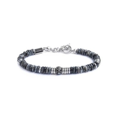 Bracciale catena dischetti in pietra e acciaio 13BR134-GR [9448c154]