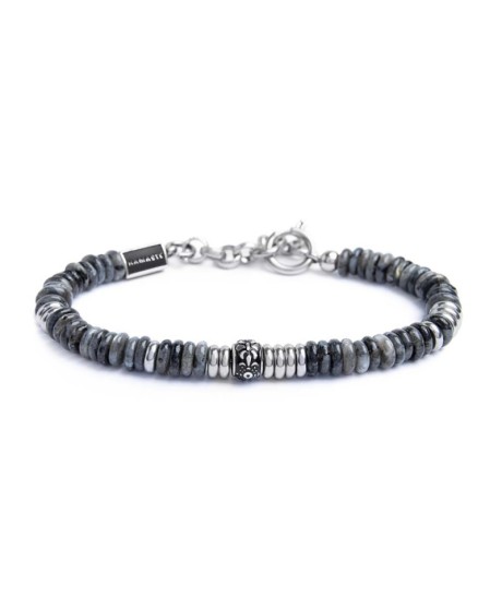 Bracciale catena dischetti in pietra e acciaio 13BR134-GR [9448c154]