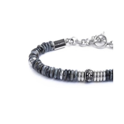 Bracciale catena dischetti in pietra e acciaio 13BR134-GR [ff230443]