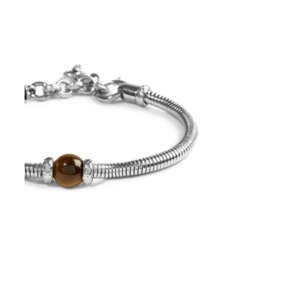 Bracciale catena snake con sfera centrale marrone Occhio di Tigre13BR137-M [750918a7]