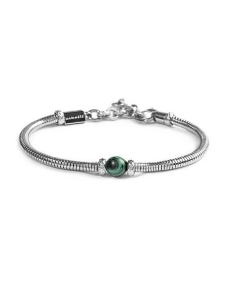 Bracciale catena snake con sfera centrale Verde Malachite 13BR137-V [df3bfba1]