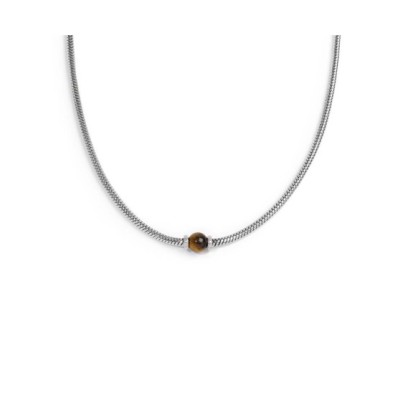 Collana catena snake con sfera centrale marrone Occhio di Tigre 13CO0153-M [645a4259]