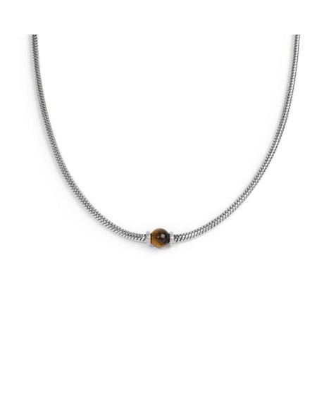 Collana catena snake con sfera centrale marrone Occhio di Tigre 13CO0153-M [645a4259]