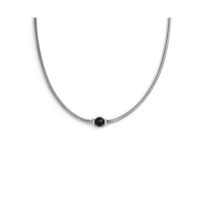 Collana catena snake con sfera centrale nero Onice 13CO0153-N [edaf2b5b]
