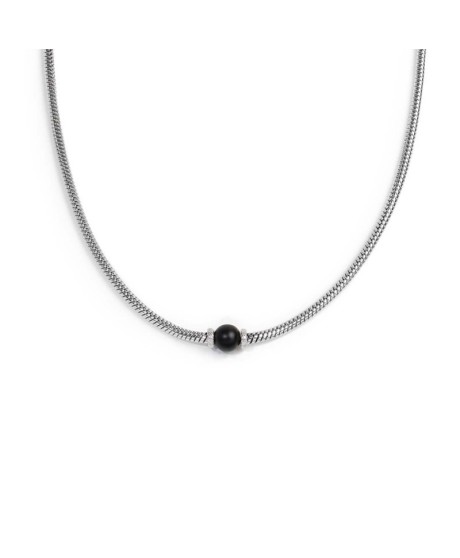 Collana catena snake con sfera centrale nero Onice 13CO0153-N [edaf2b5b]