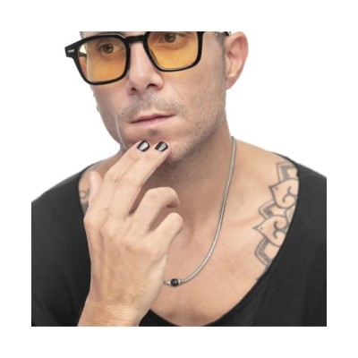 Collana catena snake con sfera centrale nero Onice 13CO0153-N [34896856]