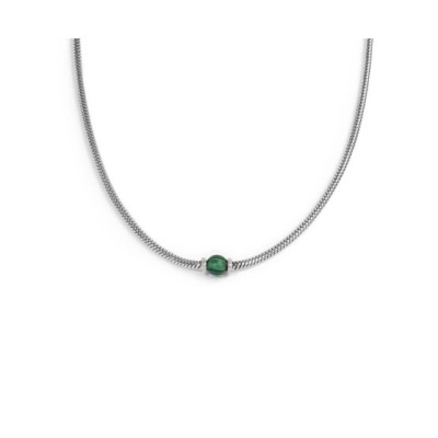 Collana catena snake con sfera centrale Verde Malachite 13CO0153-V [a5036448]