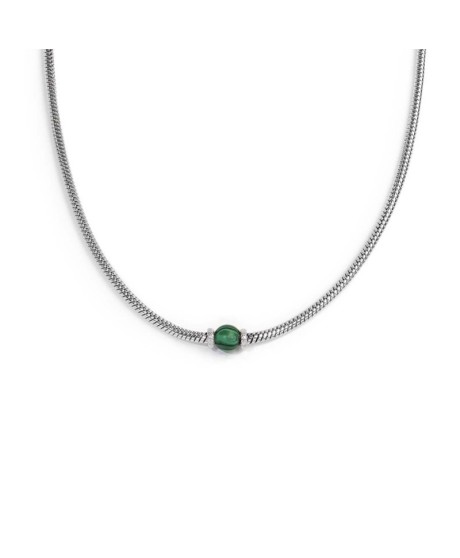 Collana catena snake con sfera centrale Verde Malachite 13CO0153-V [a5036448]