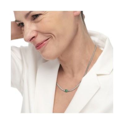 Collana catena snake con sfera centrale Verde Malachite 13CO0153-V [cb38e641]