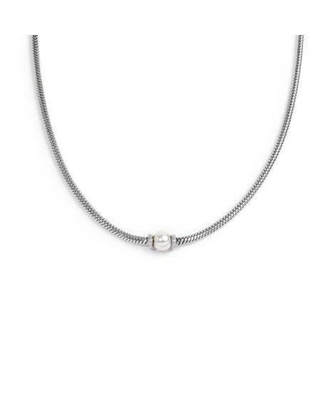 Collana catena snake con sfera centrale Perla Bianca rivestita 13CO0153-W [22afbc49]