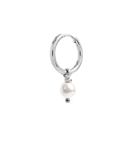 Orecchino a cerchio con perla pendente 13OR020-W [819ae43f]