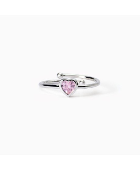 Anello in argento da bambina con zircone rosa a cuore 523412 [b544a96e]