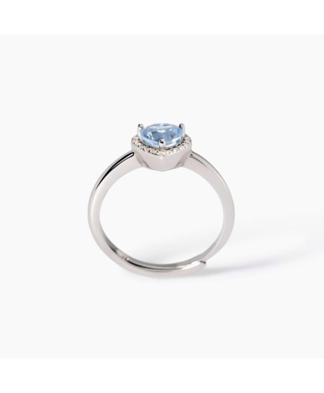Anello da donna in argento con acquamarina sintetica taglio cuore e zirconi [34ede90e]