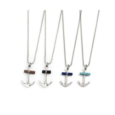 Collana ancora con elemento pietra marrone - 4CN1626M [002ff9ec]