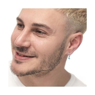 Orecchino a cerchio con sfera pendente azzurro turchese 13OR020-T [d03157bd]