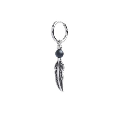 Orecchino a cerchio Unisex con sfera e piuma pendente 13OR025 [86625864]