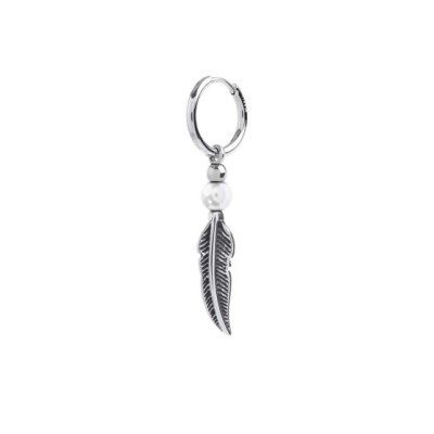 Orecchino a cerchio Unisex con sfera e piuma pendente 13OR025 [e859da6d]