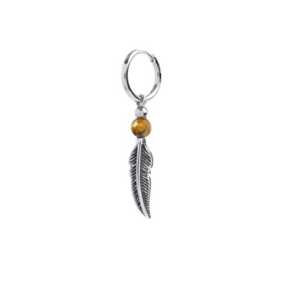 Orecchino a cerchio Unisex con sfera e piuma pendente 13OR025 [5f441b69]