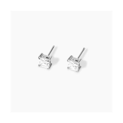 Orecchini punto luce Unisex in acciaio e zirconi bianchi [8be9ad31]