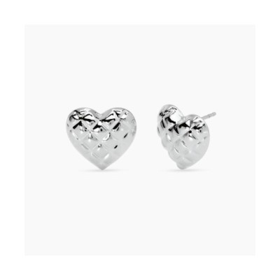 Orecchini cuore in acciaio matelassé [b383318e]