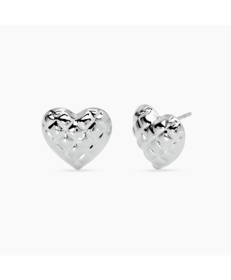 Orecchini cuore in acciaio matelassé [b383318e]