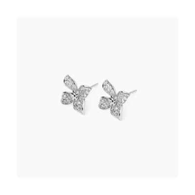 Orecchini a lobo in argento con fiore in zirconi [ad923956]