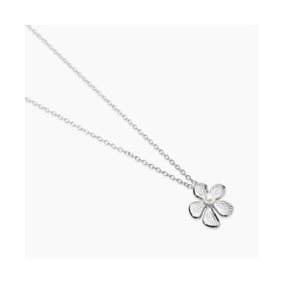 Girocollo con fiore in acciaio martellato [85796492]
