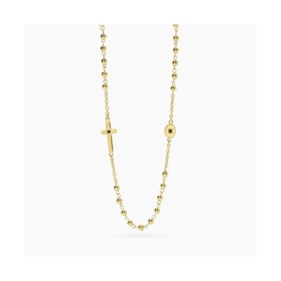 Collana Unisex in acciaio dorato con croce [6124285c]