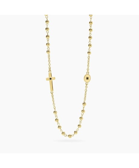 Collana Unisex in acciaio dorato con croce [6124285c]