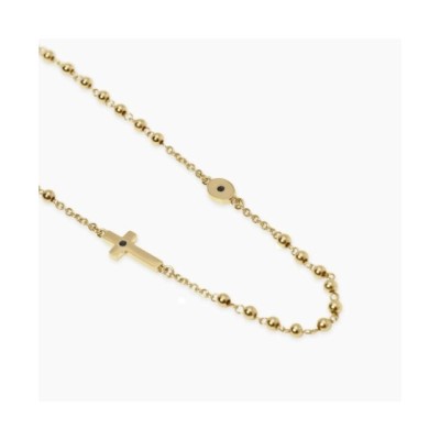 Collana Unisex in acciaio dorato con croce [b8026b51]