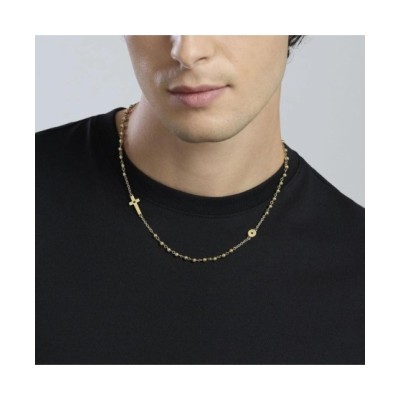 Collana Unisex in acciaio dorato con croce [0f1faa55]