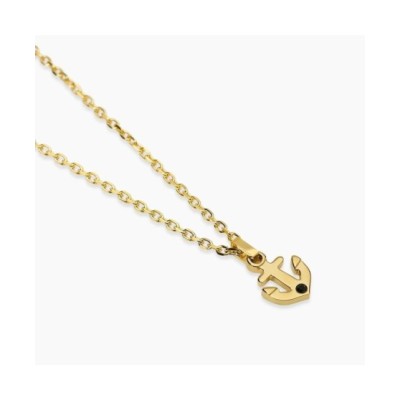 Collana Uomo in acciaio dorato con ciondolo ancora [b0032433]