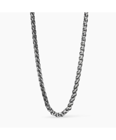 Collana Uomo con catena spiga in acciaio e gunmetal [5940ed52]