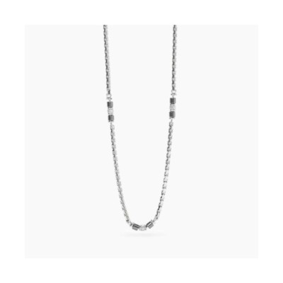 Collana Uomo con catena veneta in acciaio e ematite [d0b58450]