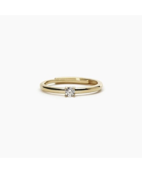 Anello solitario in argento placcato oro con zircone [e7cb8e64]