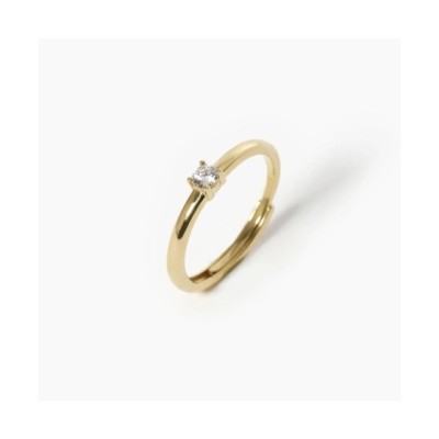 Anello solitario in argento placcato oro con zircone [89f00c6d]
