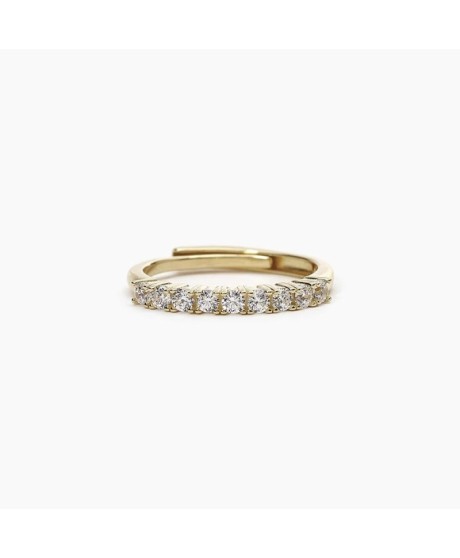 Anello veretta in argento placcato oro con nove zirconi bianchi [3baf61a4]