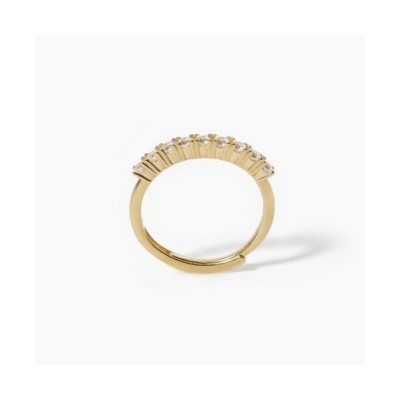 Anello veretta in argento placcato oro con nove zirconi bianchi [e28922a9]