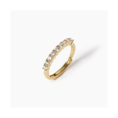 Anello veretta in argento placcato oro con nove zirconi bianchi [5594e3ad]