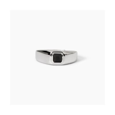 Anello in argento con zircone nero [3f3d05ef]
