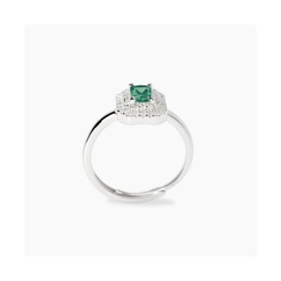 Anello VITTORIA in argento con smeraldo sintetico taglio baguette e zirconi [ef0f6998]