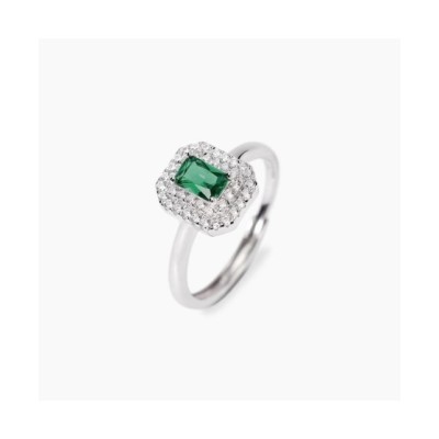 Anello VITTORIA in argento con smeraldo sintetico taglio baguette e zirconi [5812a89c]