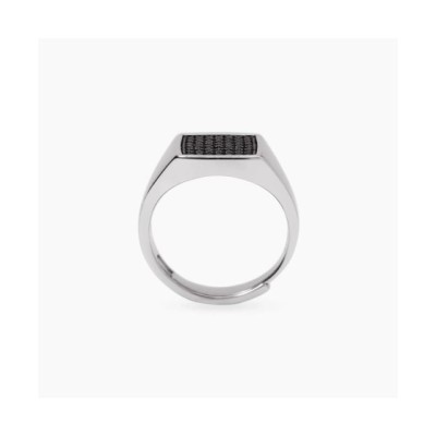 Anello chevalier con zirconi neri da uomo [4a2de8f1]