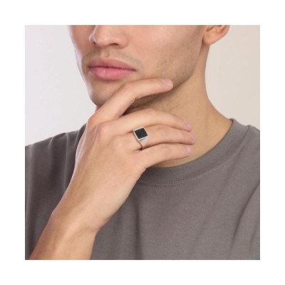 Anello chevalier con zirconi neri da uomo [f8606eeb]