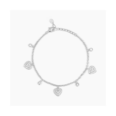 Bracciale in argento con cuori in pavé di zirconi [a7a03ba2]