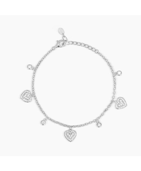 Bracciale in argento con cuori in pavé di zirconi [a7a03ba2]