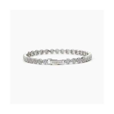 Bracciale in argento con zirconi a forma di fiore [cb401876]