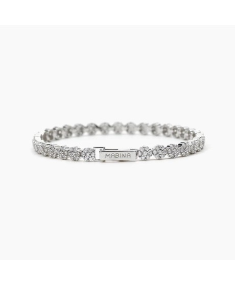 Bracciale in argento con zirconi a forma di fiore [cb401876]