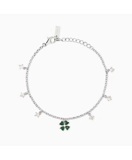 Bracciale in argento con quadrifoglio e smeraldi sintetici [cbf1788d]