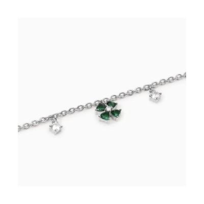 Bracciale in argento con quadrifoglio e smeraldi sintetici [12d73b80]